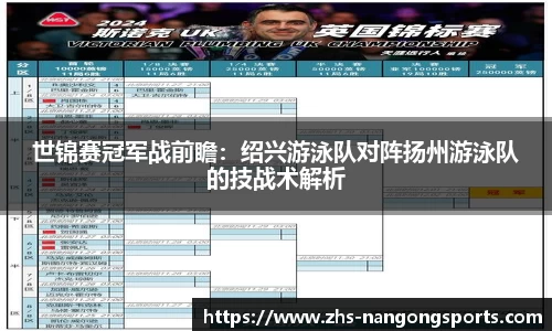 世锦赛冠军战前瞻：绍兴游泳队对阵扬州游泳队的技战术解析